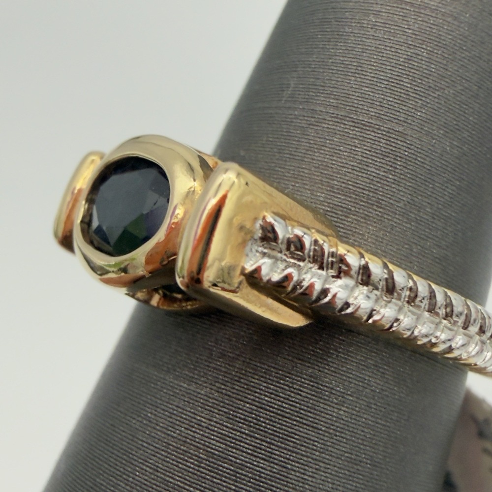 Vintage Sterling Silver Sapphire Ring Gold Vermeil Rhodium Mix Sz 5 Macy's New